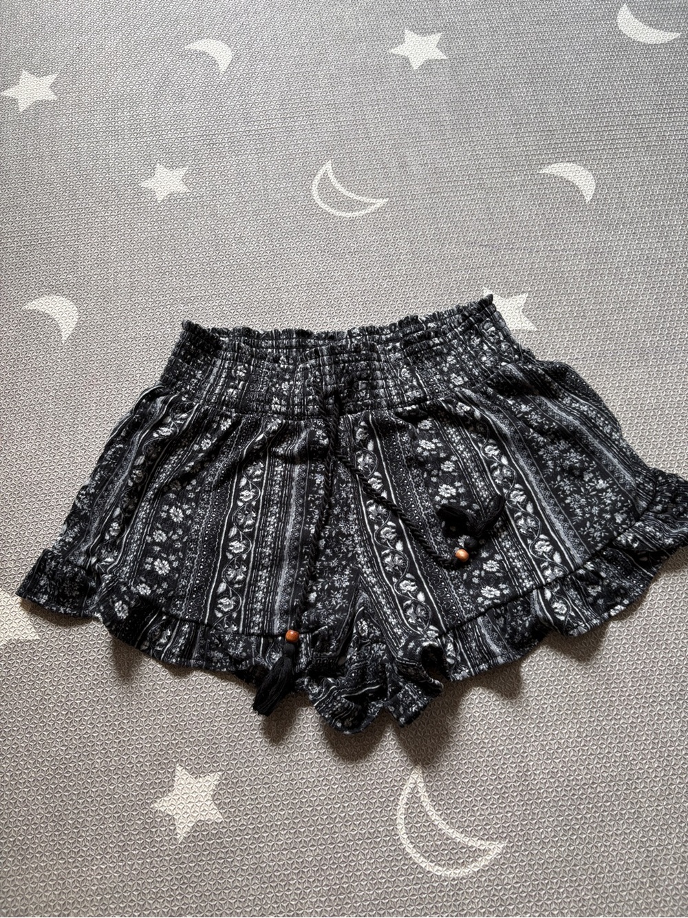 No Boundaries Black Floral Print High-Waist Ruffle Shorts